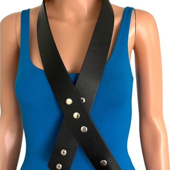 Behind the Buckle‎ Black Leather Western Cowgirl Adjustable Belt Unisex 43:5” - Picture 2 of 6